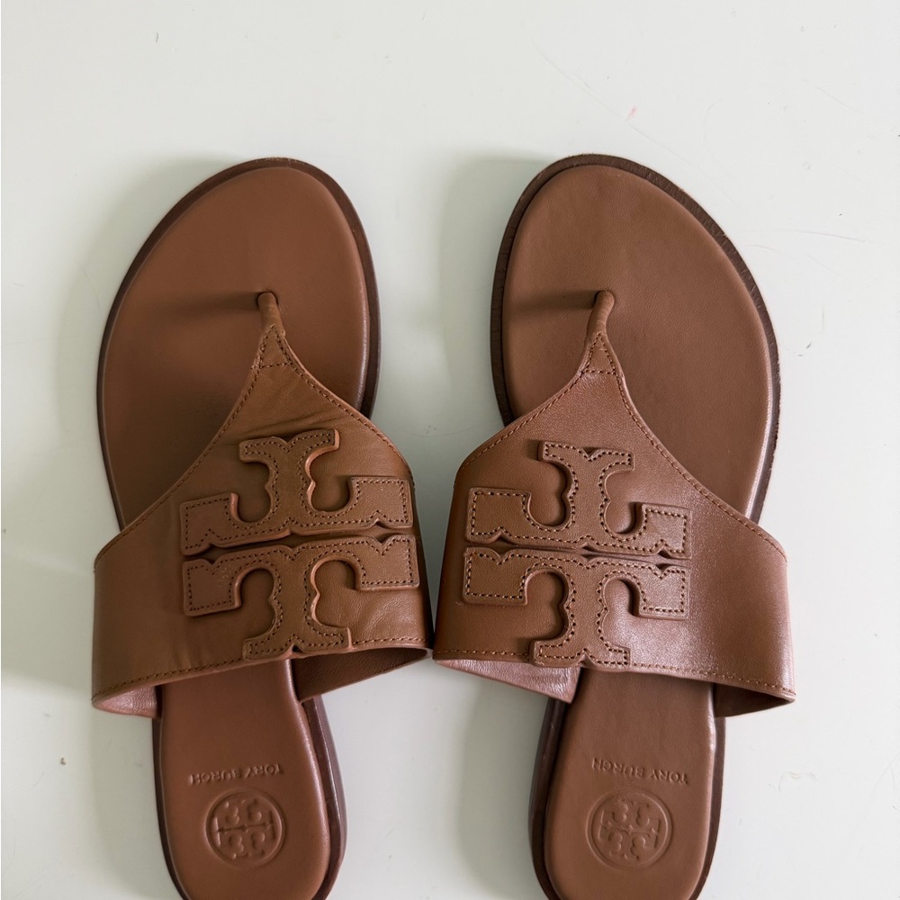 Tory Burch Tan Leather Slides